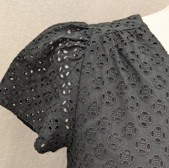 J.Crew Factory Black Eyelets Peplum Top - Picture 7 of 9